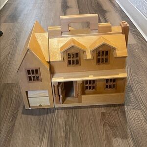 Melissa & Doug Wooden Dollhouse with Tan Finish Adorable wooden play house for a